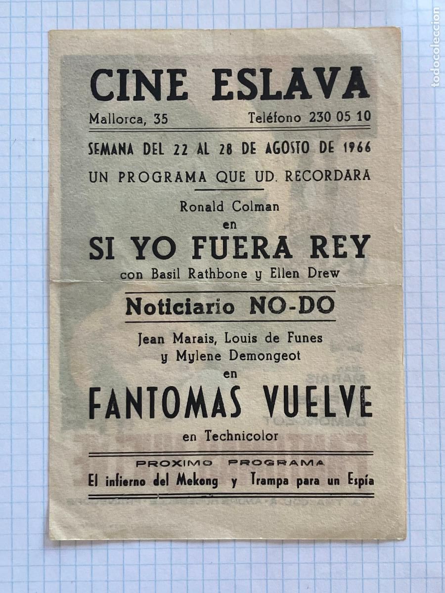 Cine: Fantomas vuelve - Programa de cine C/P Barcelona 1966 - Foto 2