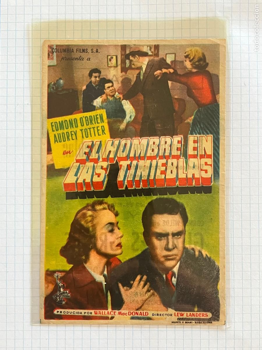 Cine: El hombre en las tinieblas - programa de cine Badalona C/P 1954