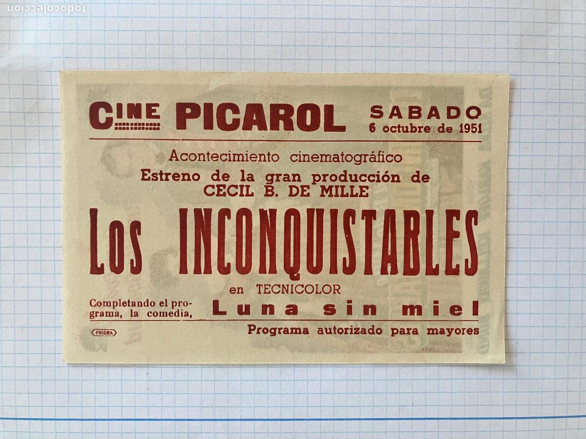 Cine: Los inconquistables - programa de cine Badalona C/P 1951 - Foto 2