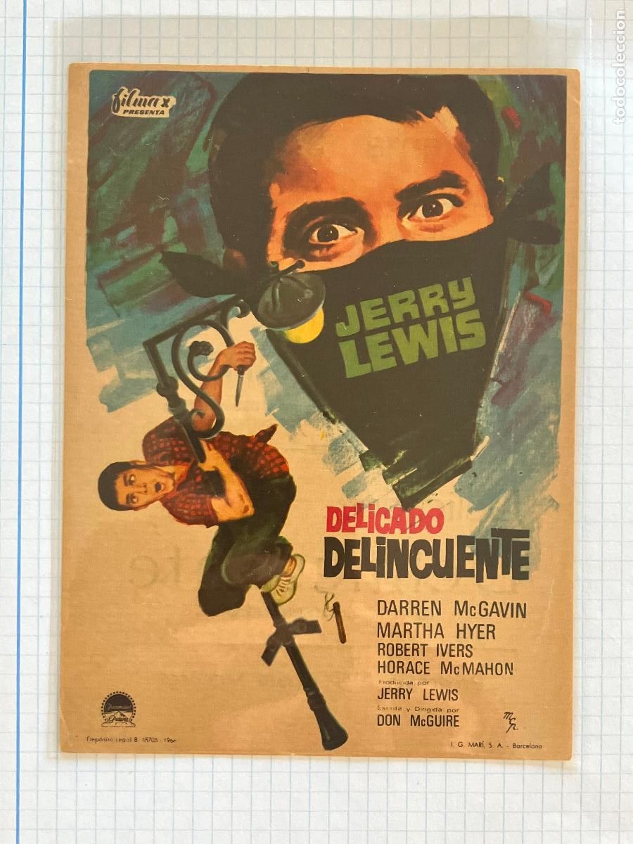 Cine: Delicado delincuente - Programa de cine Barcelona C/P 1968 Jerry Lewis