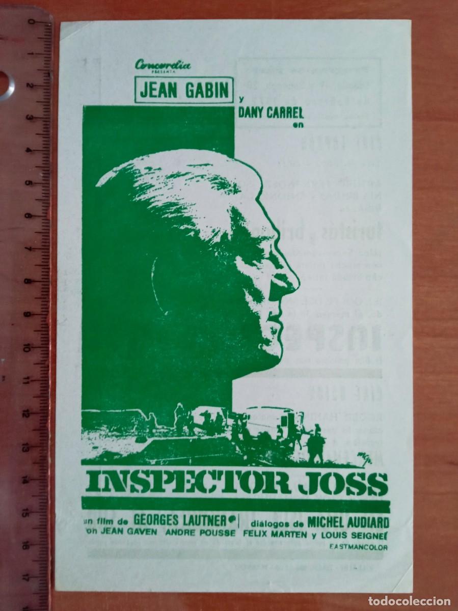 Cine: INSPECTOR JOSS, JEAN GABIN, FOLLETO LOCAL DEL CINE ESPA&Ntilde;A, EL MASNOU, 1972