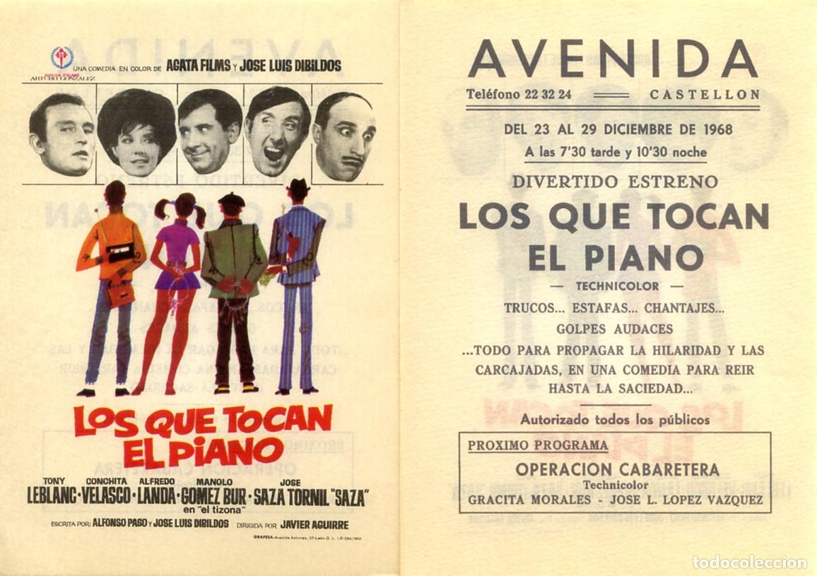 Cine: FOLLETO DE MANO ORIGINAL LOS QUE TOCAN EL PIANO CINE AVENIDA 1968 CASTELLON