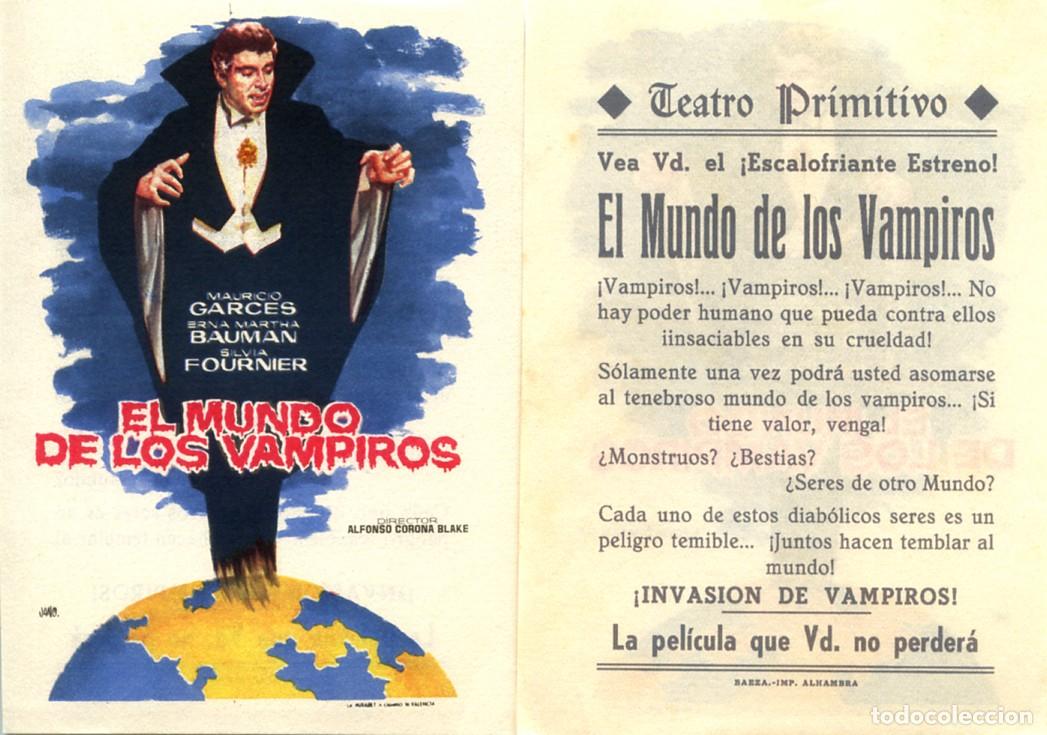 Cine: FOLLETO DE MANO ORIGINAL EL MUNDO DE LOS VAMPIROS CINE TEATRO PRIMITIVO JA&Eacute;N