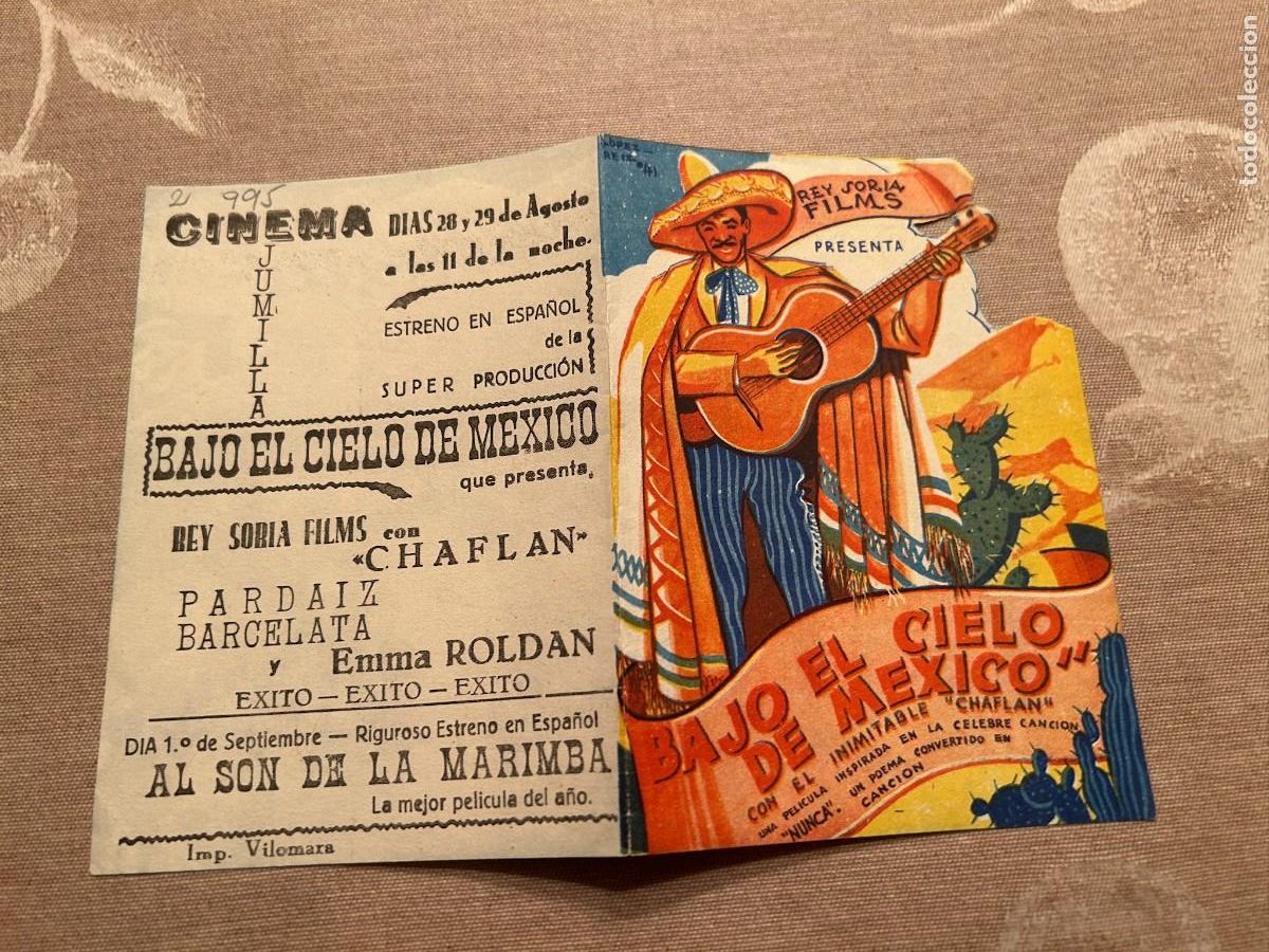 Cine: 995 BAJO EL CIELO DE MEXICO CINEMA JUMILLA MURCIA BUEN ESTADO CON PUBLICIDAD
