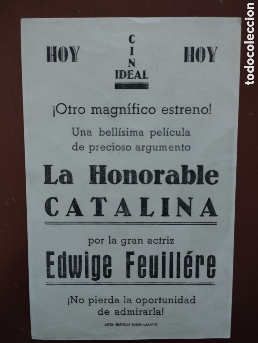 Cine: Folleto Programa de cine - LA HONORABLE CATALINA - Foto 2