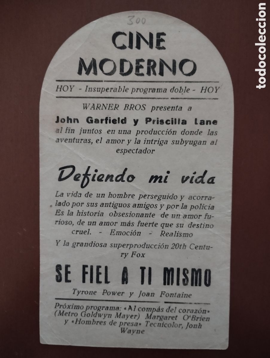 Cine: Folleto Programa de cine - DEFENDIENDO MI VIDA - Foto 2
