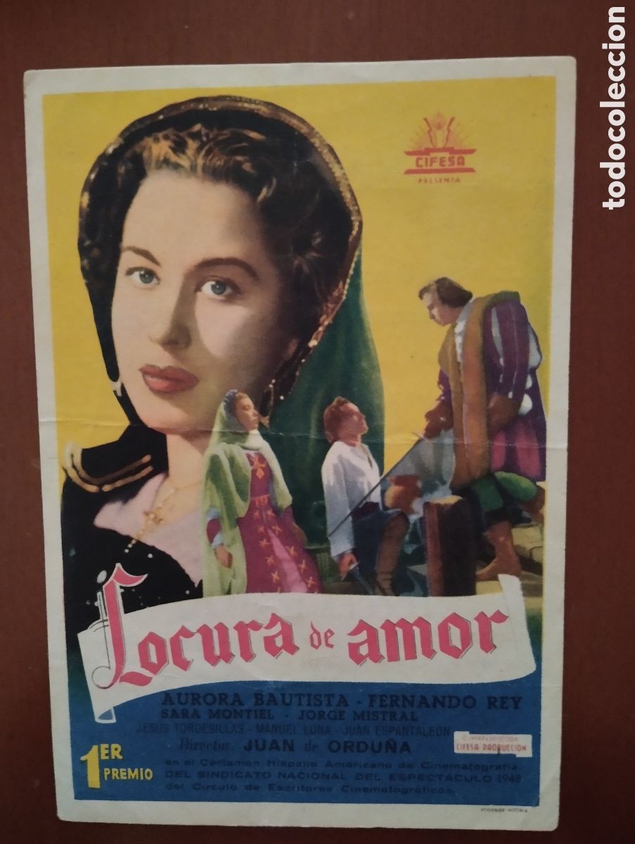 Cine: Folleto Programa de cine LOCURA DE AMOR