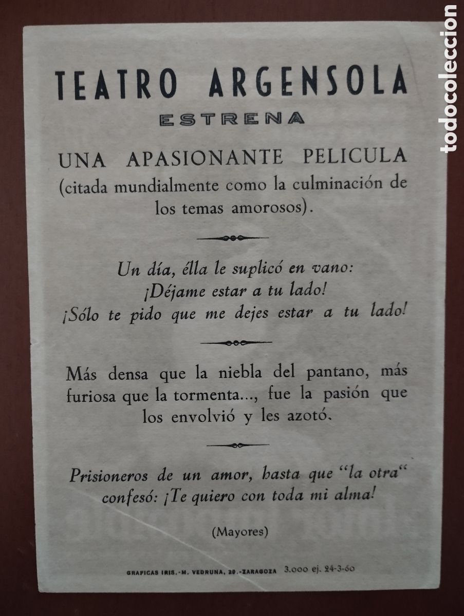 Cine: Folleto Programa de cine - AMOR IMPOSIBLE - Foto 2