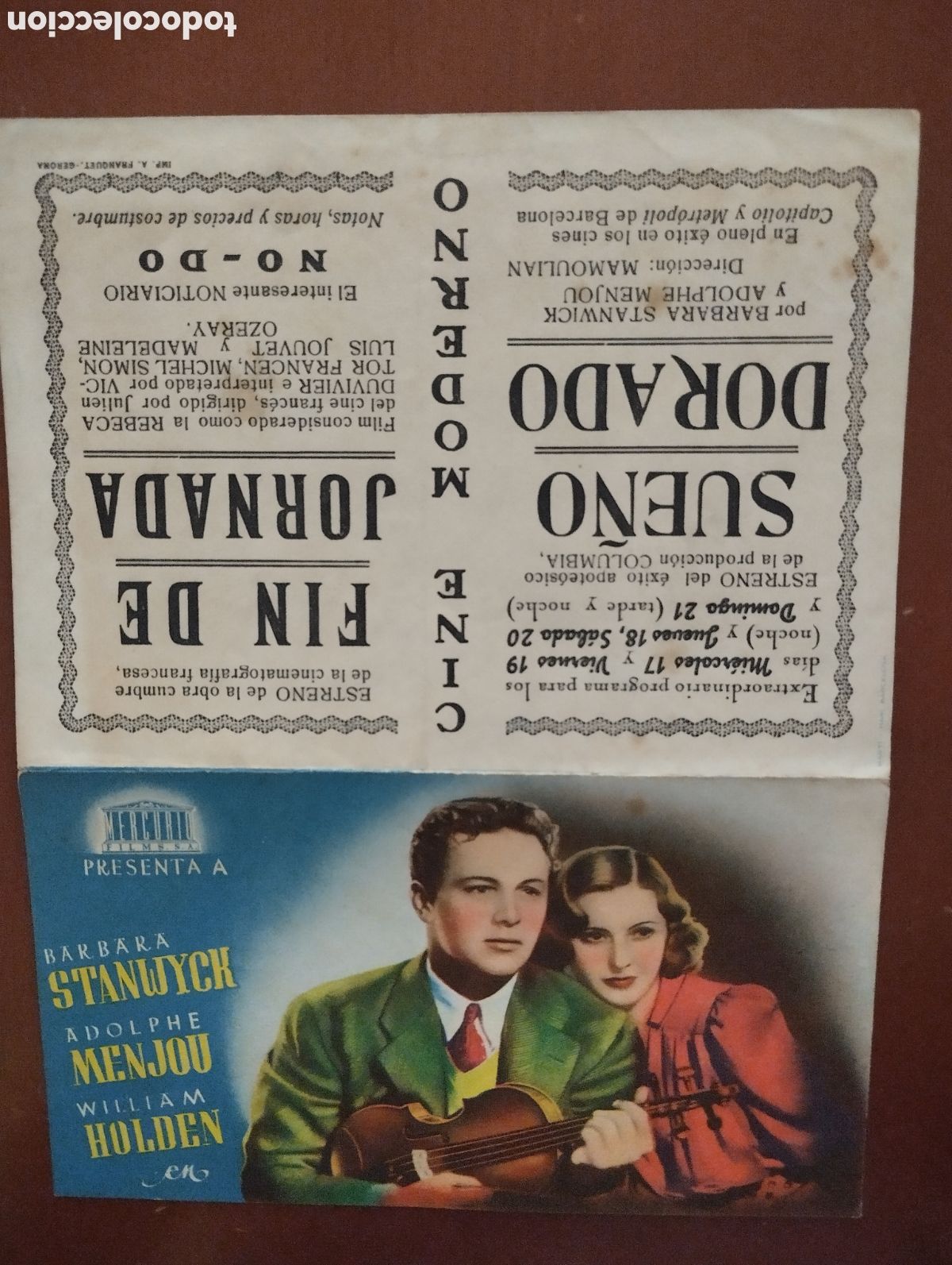 Cine: Folleto Programa de cine DOBLE - SUE&Ntilde;O DORADO