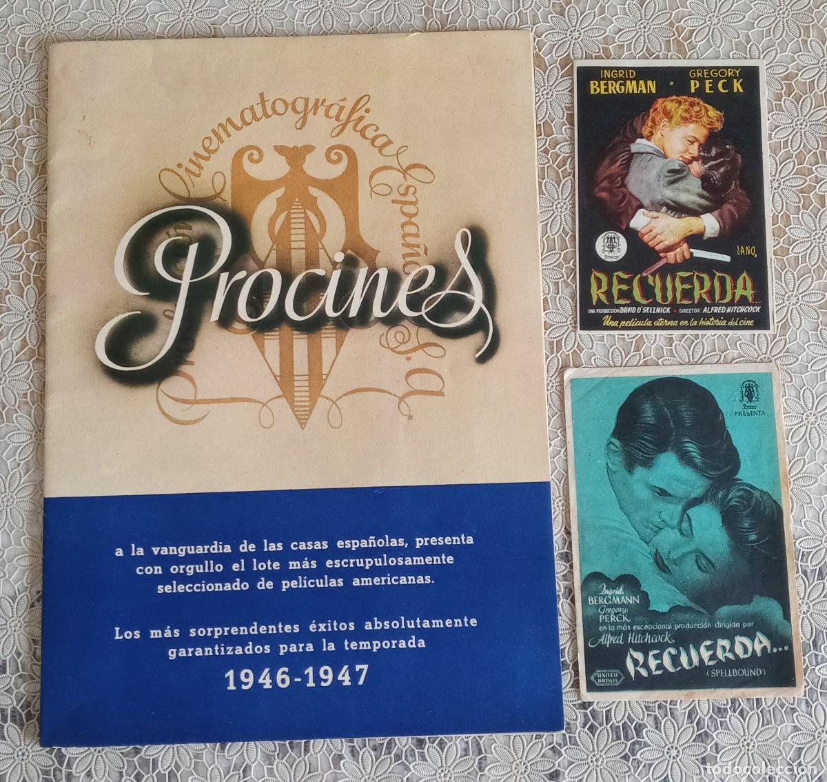 Kino: cat&aacute;logo programa Procines 1946/1947 estreno pel&iacute;cula Alfred Hitchcock dise&ntilde;o decorado Salvador Dal&iacute;