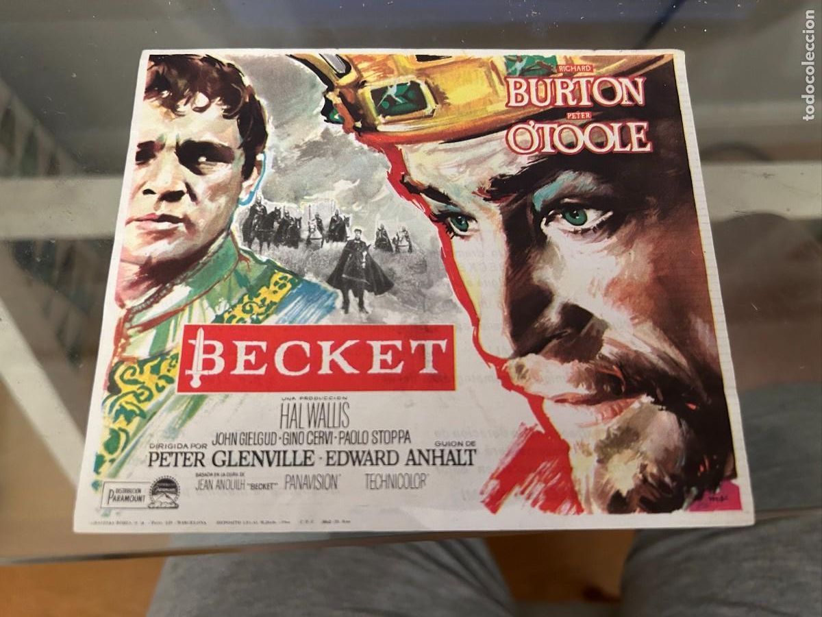 Cine: 1096 BECKET PARAMOUNT FILM DE ESPA&Ntilde;A Y EMPRESA MODERNO CON PUBLICIDAD BUEN ESTADO