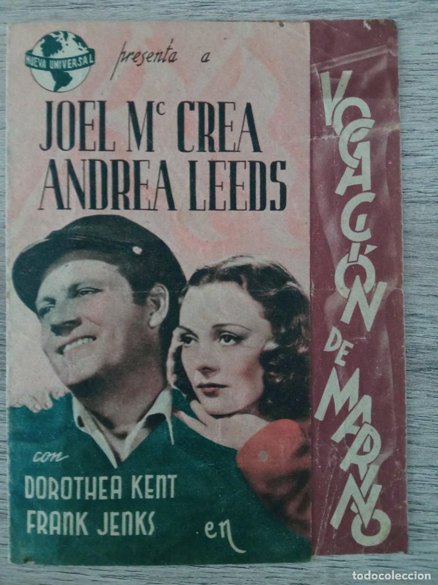 Cine: VOCACI&Oacute;N DE MARINO, JOEL McCREA, CINE ELS XIII, VILLARREAL, CASTELLON. 1941