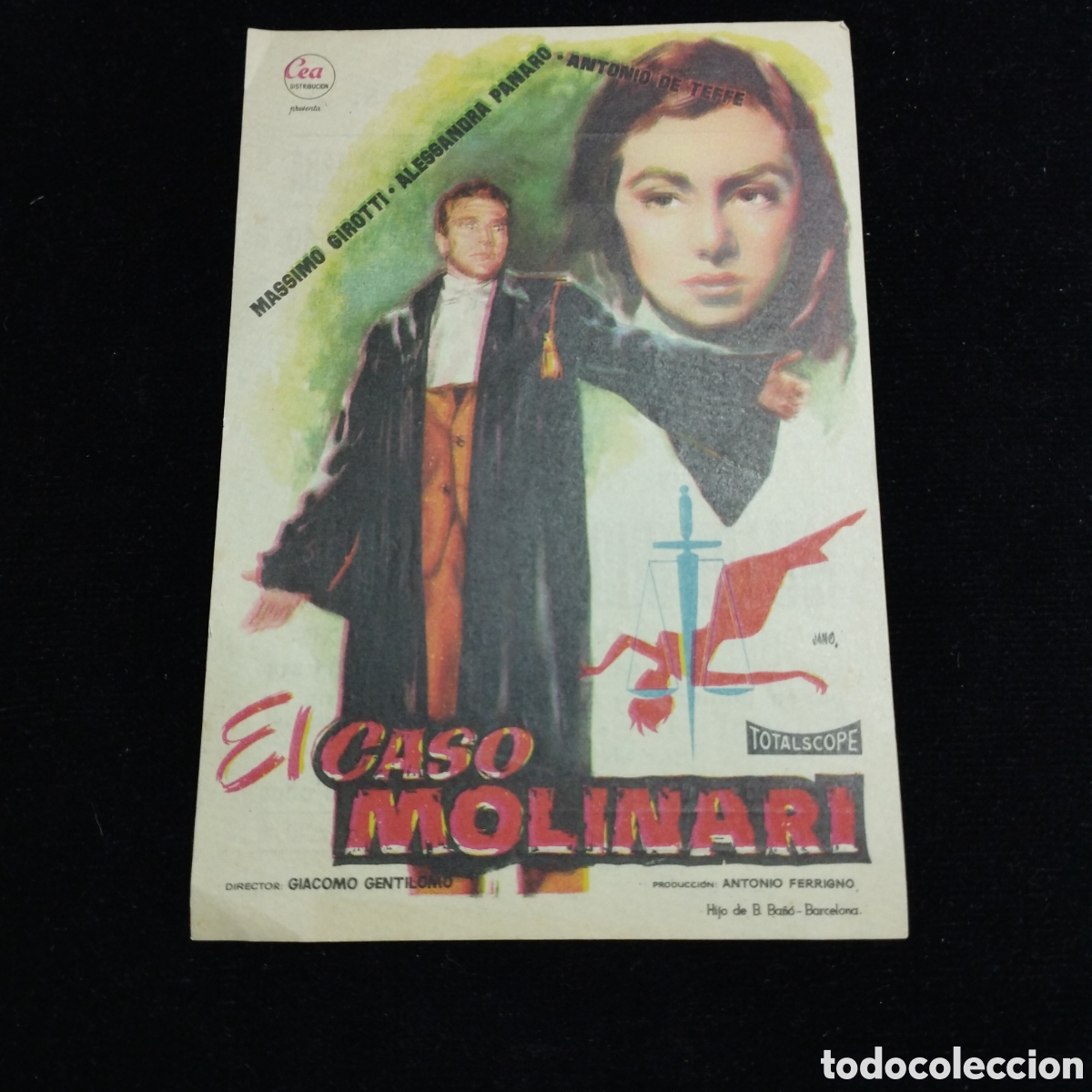 Cine: Programa de cine sencillo. El caso Molinari. 1960. Las Arenas. Sans.