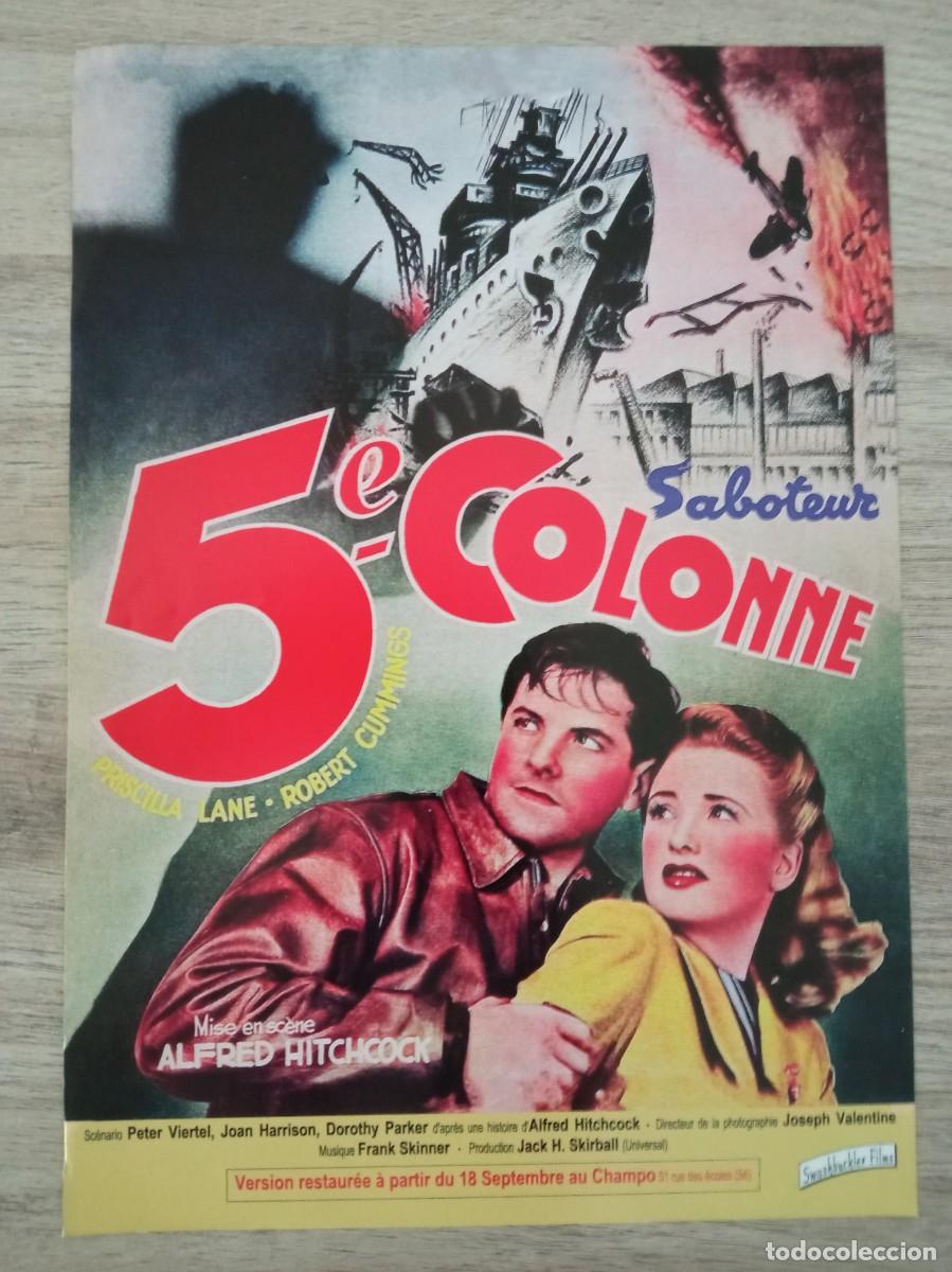 Cine: CINQUI&Egrave;ME COLONNE (SABOTAJE), ALFRED HITCHCOCK, FOLLETO FRANCES CINE CHAMPO DE PARIS