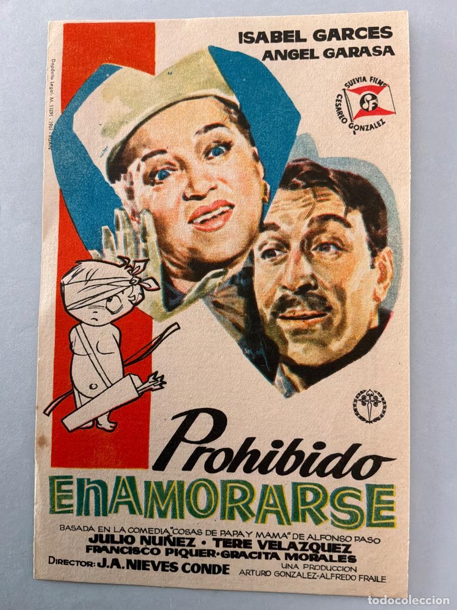 Cine: PROGRAMA DE CINE PROHIBIDO ENAMORARSE, ISABEL GARC&Eacute;S,SIN PUBLICIDAD A&Ntilde;OS 60&acute;S