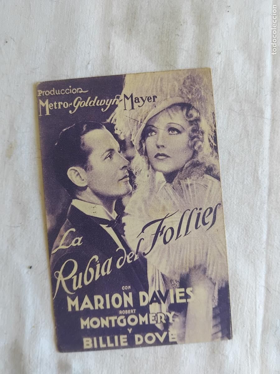 Cine: PROGRAMA DE CINE CARTON LA RUBIA DEL FOLLIES. MARION DAVIES. CINE SMART.