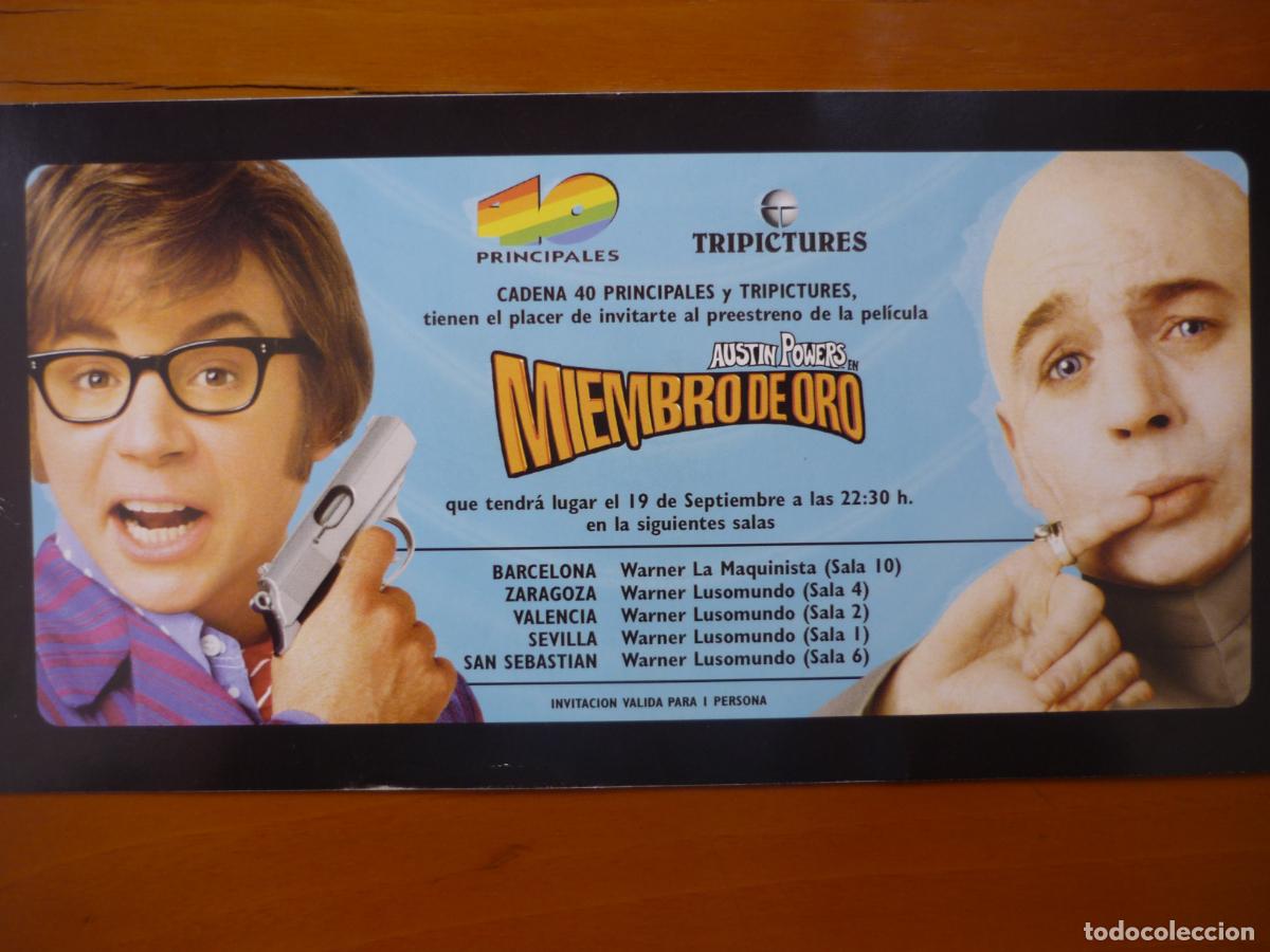 Cine: austin powers en miembro de oro - folleto mano invitacion preestreno - mike myers michael caine
