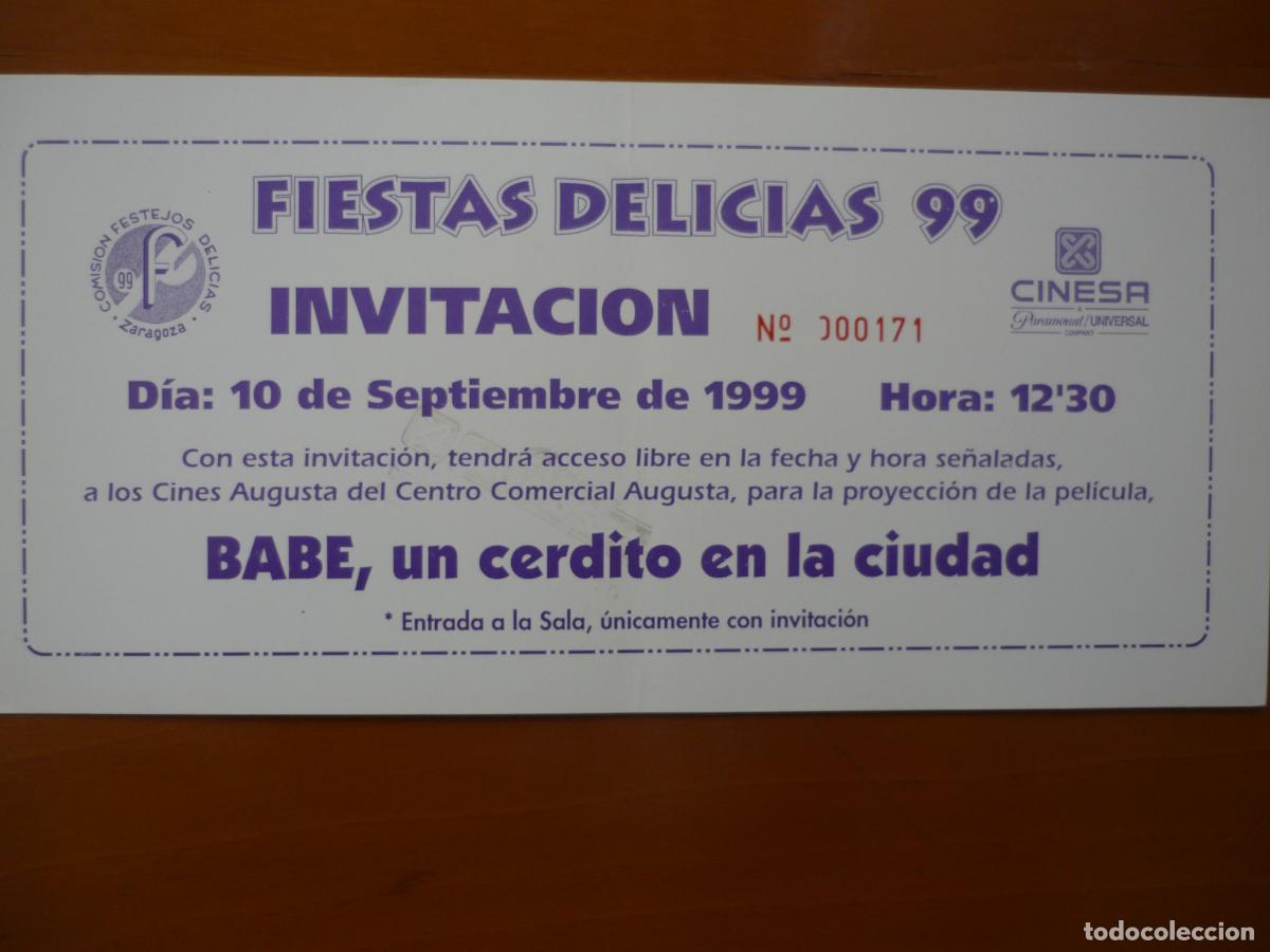 Cine: babe un cerdito en la ciudad - folleto mano invitacion eestreno - James Cromwell mickey rooney