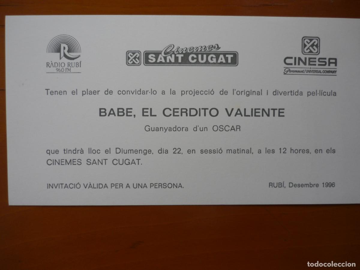 Cine: babe el cerdito valiente - folleto mano invitacion preestreno - James Cromwell - george miller