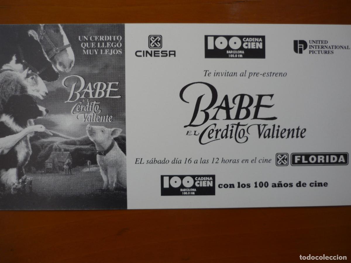 Cine: babe el cerdito valiente - folleto mano invitacion preestreno - James Cromwell - george miller