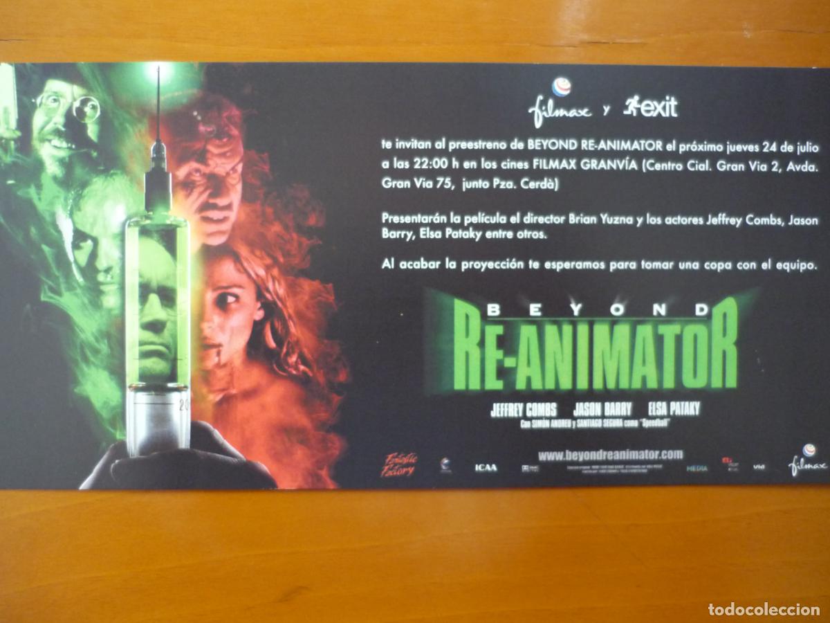 Cine: beyond re-animator - folleto mano invitacion preestreno - elsa pataky Brian Yuzna cine espa&ntilde;ol