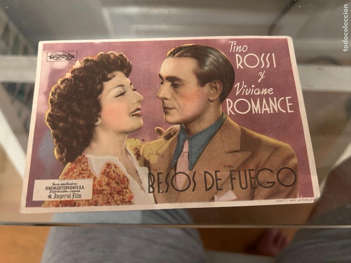 Folhetos de m&atilde;o de filmes antigos de cinema: 1143 BESOS DE FUEGO CINEMA GOYA ZARAGOZA CON PUBLICIDAD BUEN ESTADO
