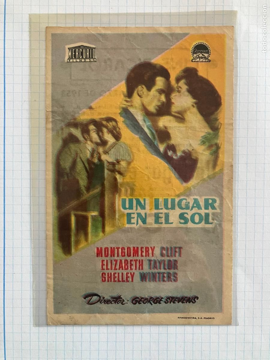 Cine: Un lugar en el sol - Programa de cine - C/P Badalona 1953