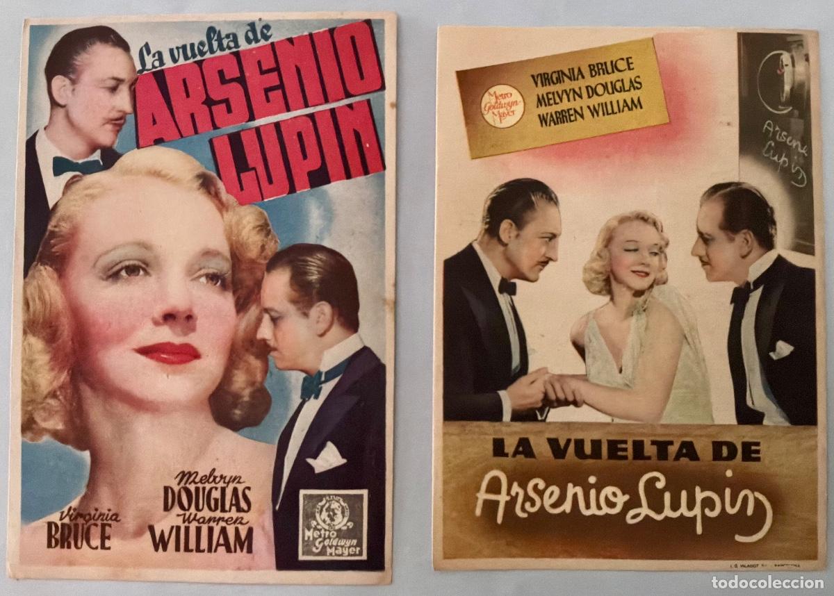 Cine: 2 PROGRAMAS CINE LA VUELTA DE ARSENIO LUPIN,VIRGINIA BRUCE,MELVYN DOUGLAS,SIN PUBLICIDAD, A&Ntilde;OS 30&acute;S