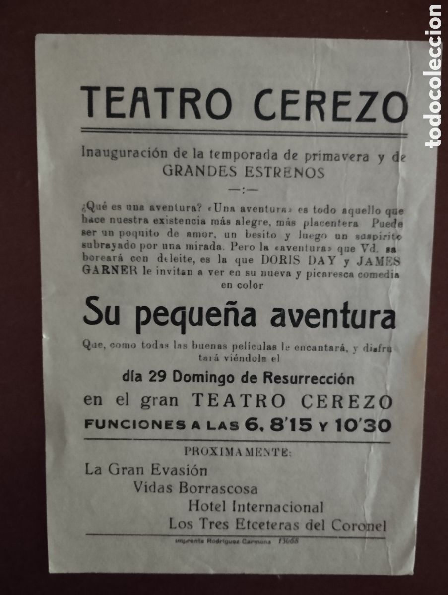 Cine: Folleto Programa de cine - SU PEQUE&Ntilde;A AVENTURA - Foto 2
