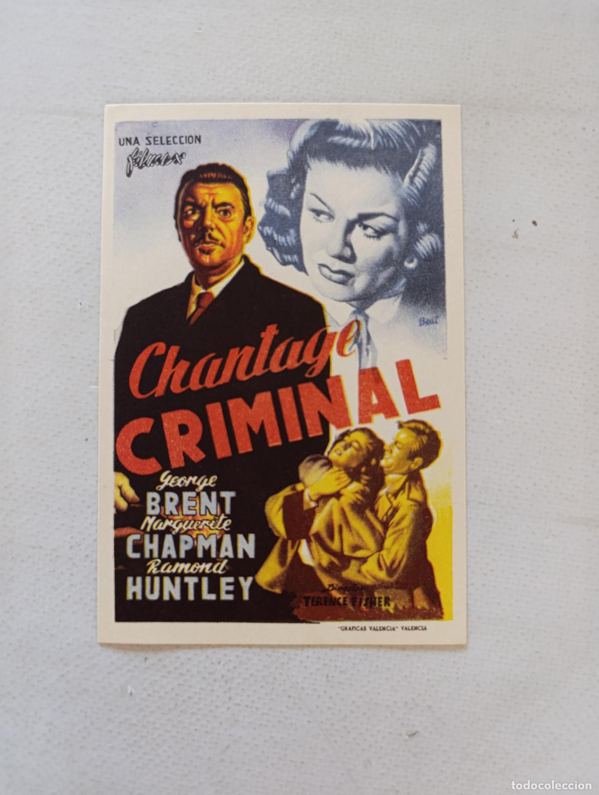 Cine: FOLLETO DE MANO - CHANTAJE CRIMINAL - GEORGE BRENT - SIN PUBLICIDAD (148P)