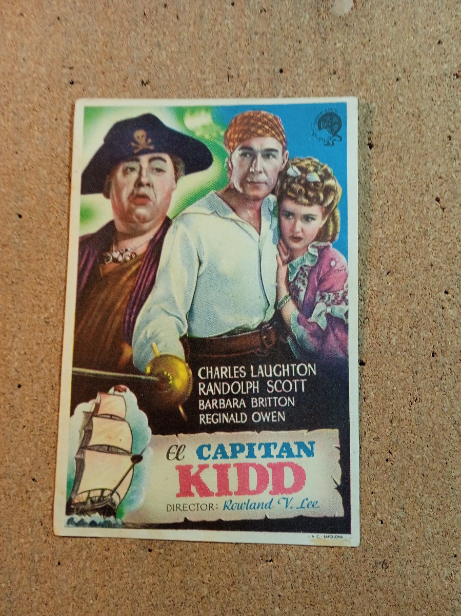 Cine: FOLLETO DE MANO SIN PUBLICIDAD EL CAPITAN KIDD