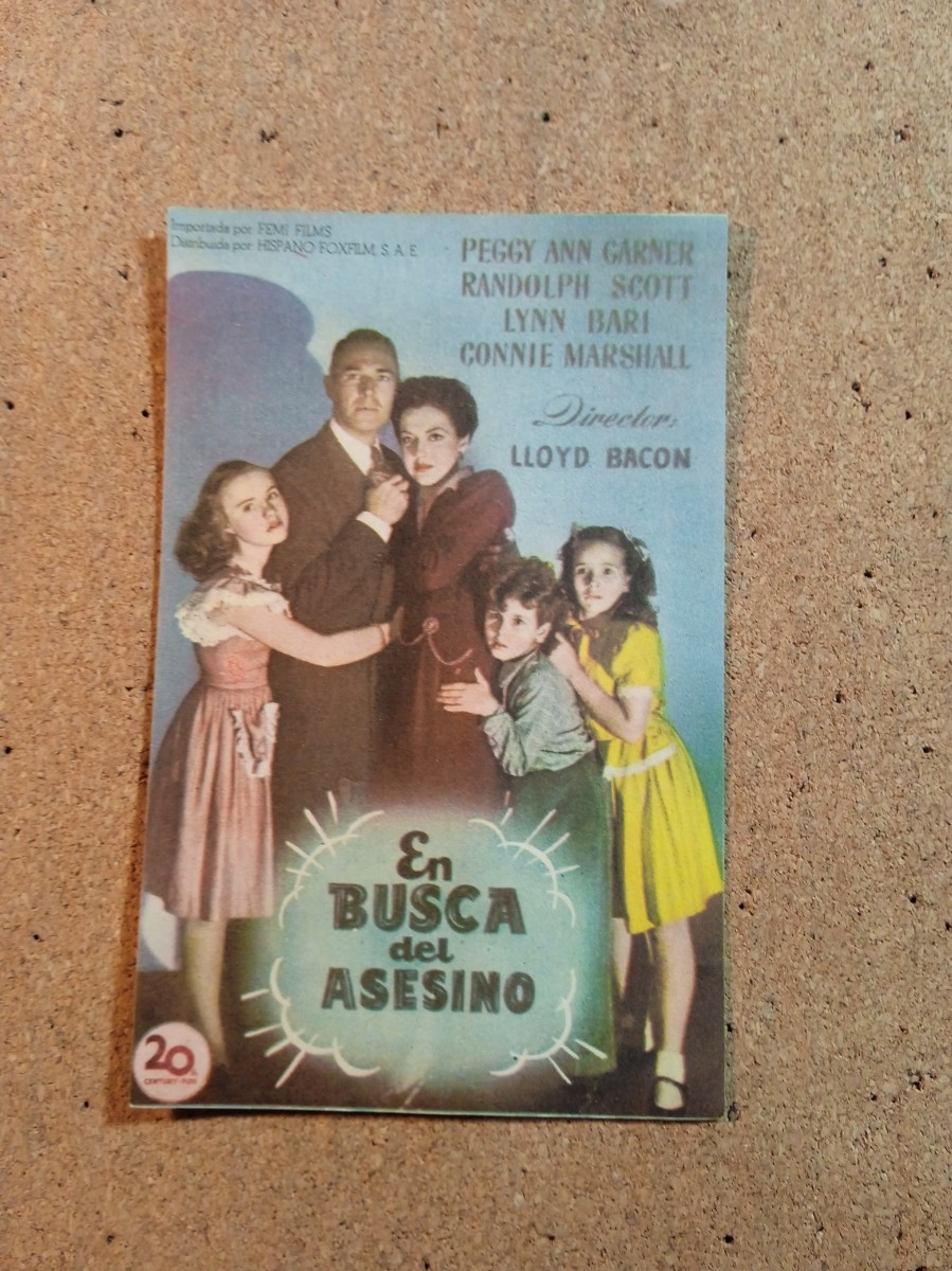 Cine: FOLLETO DE MANO SIN PUBLICIDAD EL BUSCA DEL ASESINO