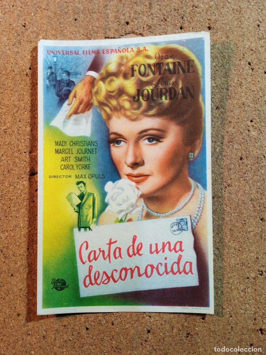 Cine: FOLLETO DE MANO SIN PUBLICIDAD CARTA DE UNA DESCONOCIDA