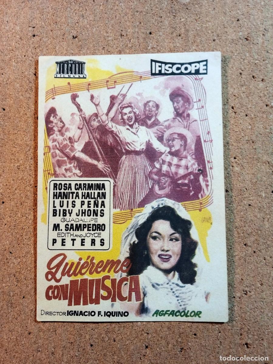 Cine: FOLLETO DE MANO SIN PUBLICIDAD QUIEREME CON MUSICA