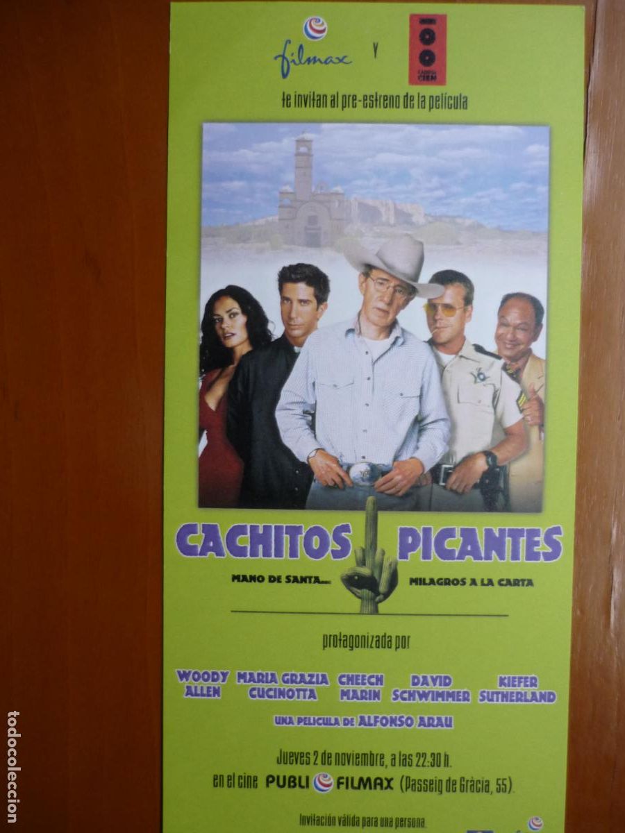 Cine: CACHITOS PICANTES - INVITACION FOLLETO MANO PREESTRENO - WOODY ALLEN MARIA GRAZIA CUCINOTTA