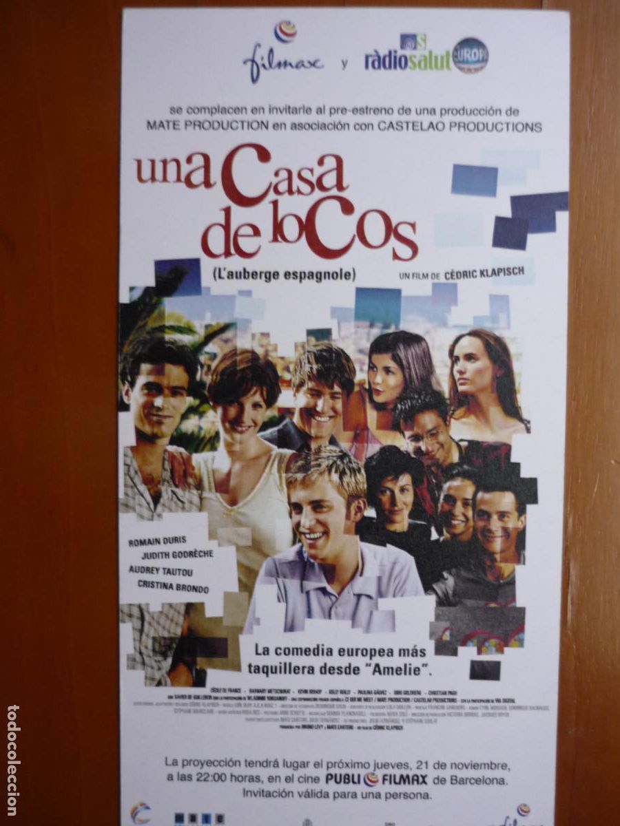 Cine: UNA CASA DE LOCOS - INVITACION FOLLETO MANO PREESTRENO - AUDREY TAUTOU CECIL DE FRANCE
