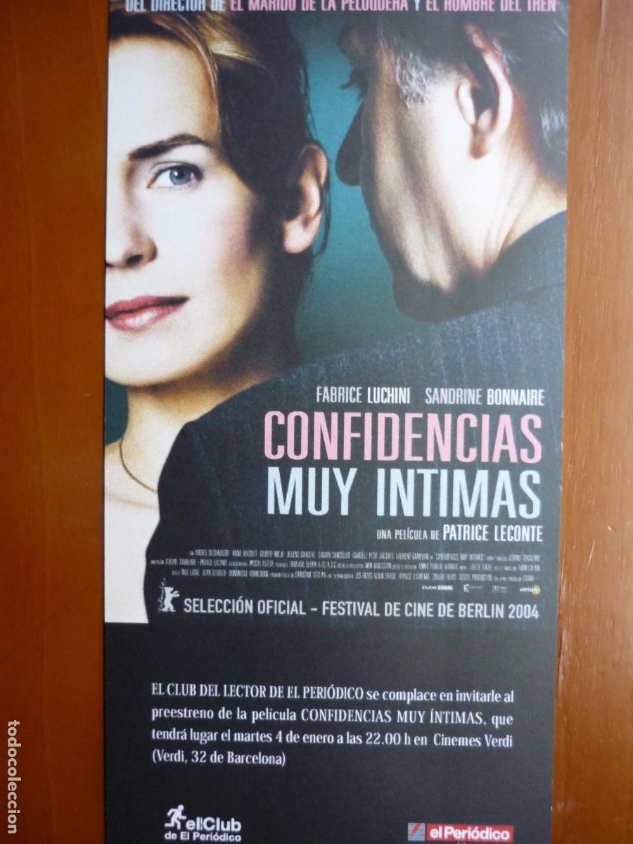 Cine: CONFIDENCIAS MUY INTIMAS - INVITACION FOLLETO MANO PREESTRENO - SANDRINE BONNAIRE