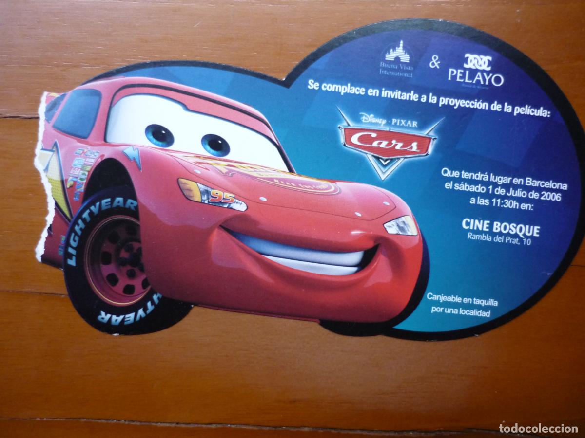Cine: CARS - INVITACION FOLLETO MANO TROQUELADO PREESTRENO - ANIMACION WALT DISNEY PIXAR