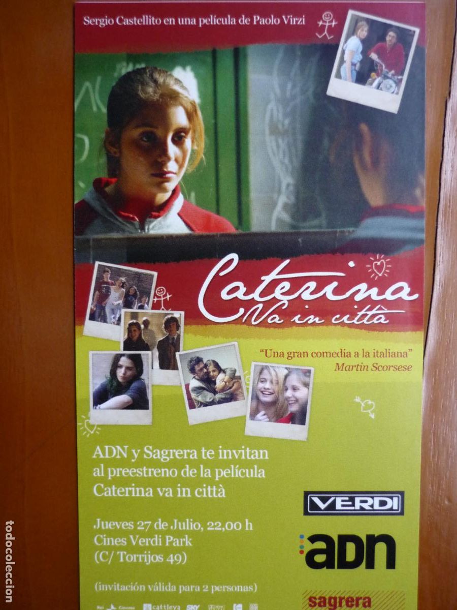 Cine: CATERINA VA IN CITTA - INVITACION FOLLETO MANO PREESTRENO - Margherita Buy sergio castellitto