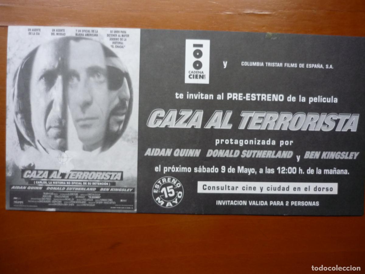 Cine: CAZA AL TERRORISTA - INVITACION FOLLETO MANO PREESTRENO - Donald Sutherland Aidan Quinn
