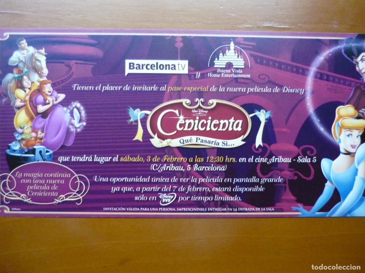 Cine: LA CENICIENTA QUE PASARIA SI - INVITACION FOLLETO MANO PREESTRENO - DisneyToon Studios