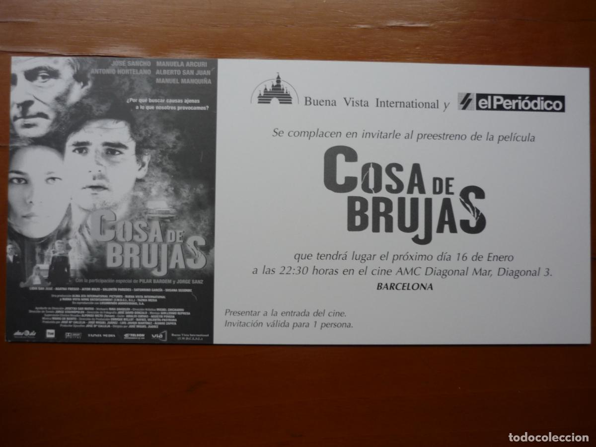 Cine: COSA DE BRUJAS - INVITACION FOLLETO MANO PREESTRENO - MANUELA ARCURI ALBERTO SAN JUAN