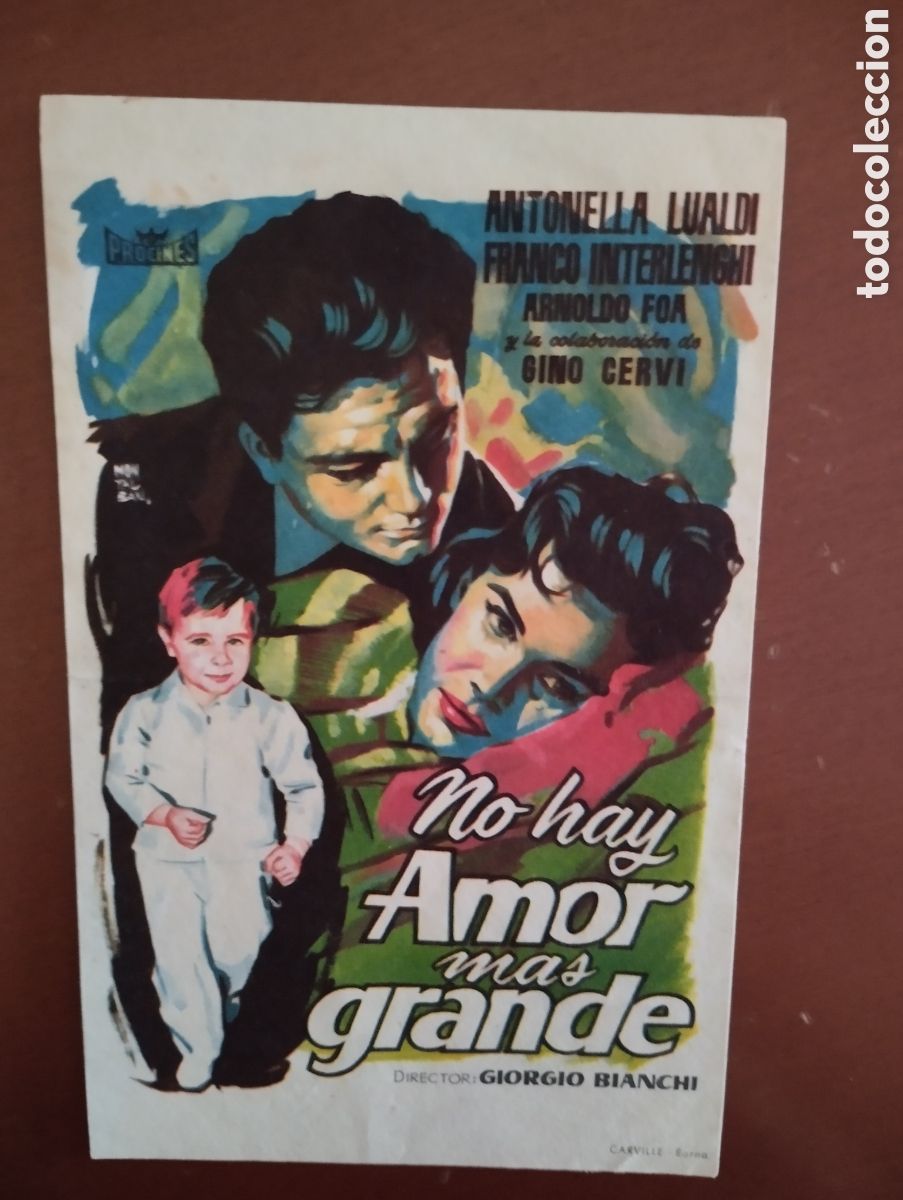 Cine: Folleto Programa de cine - NO HAY AMOR MAS GRANDE