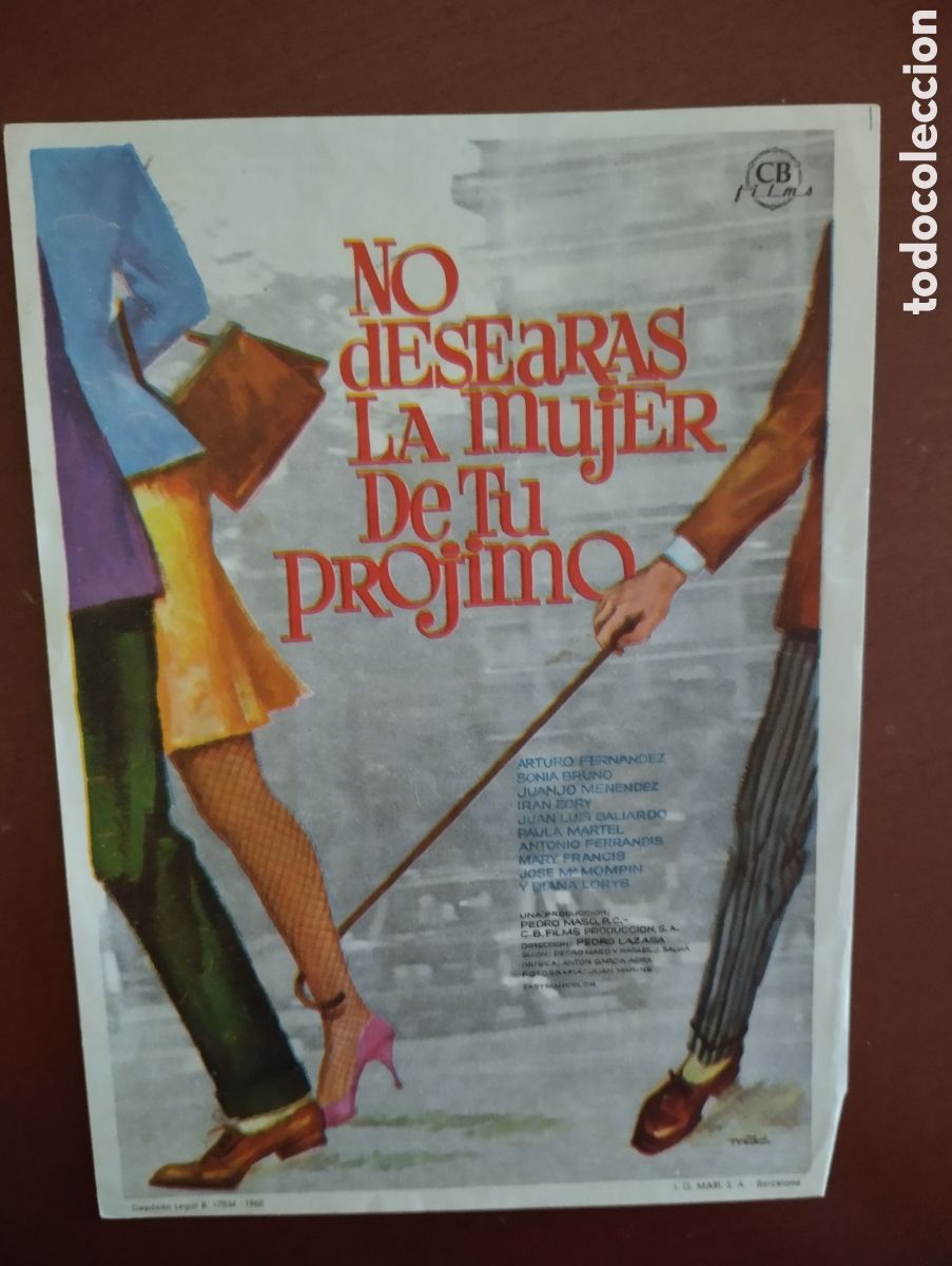 Cine: Folleto Programa de cine - NO DESEARAS LA MUJER DE TU PR&Oacute;JIMO