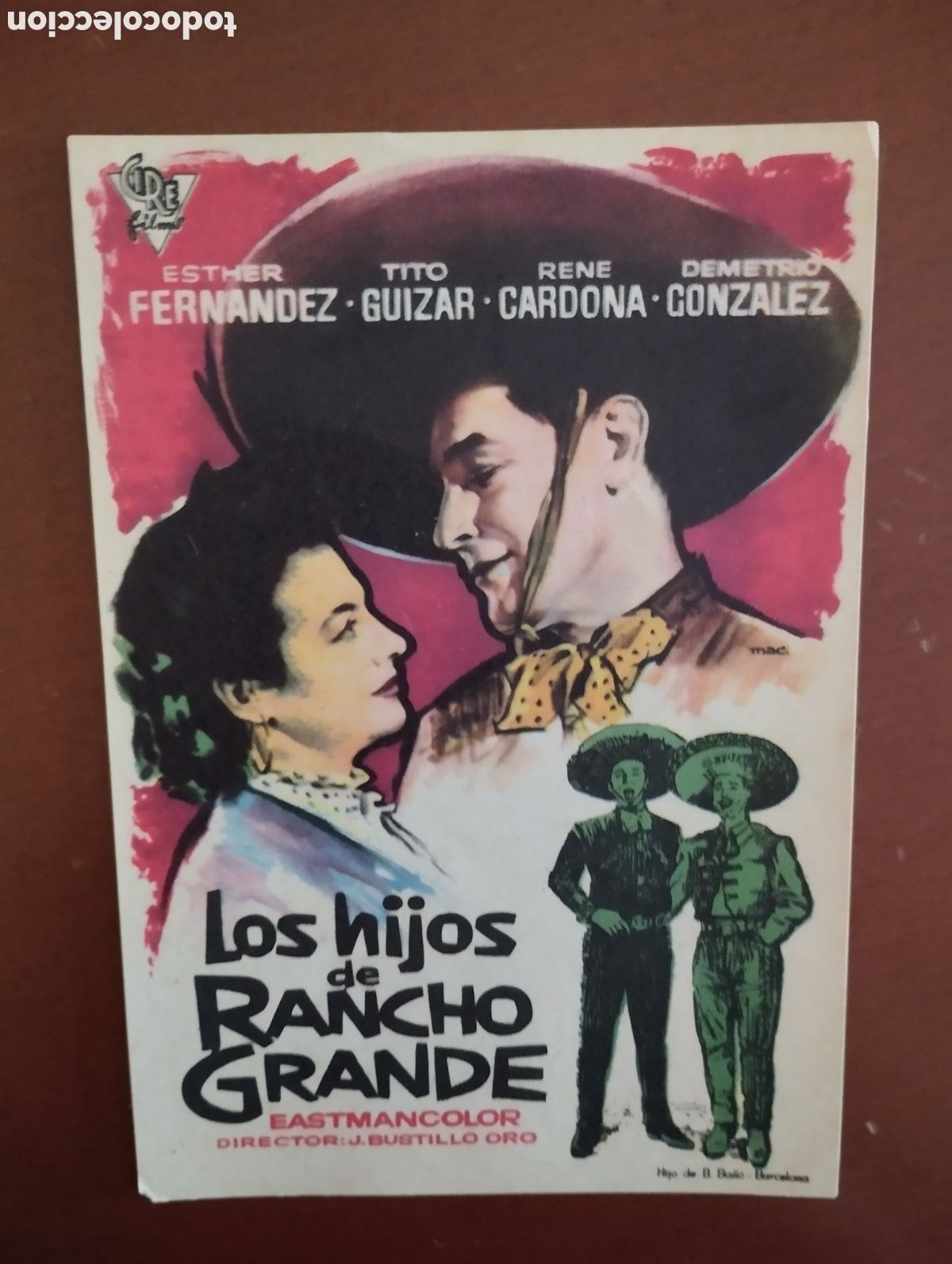 Cine: Folleto Programa de cine - LOS HIJOS DE RANCHO GRANDE