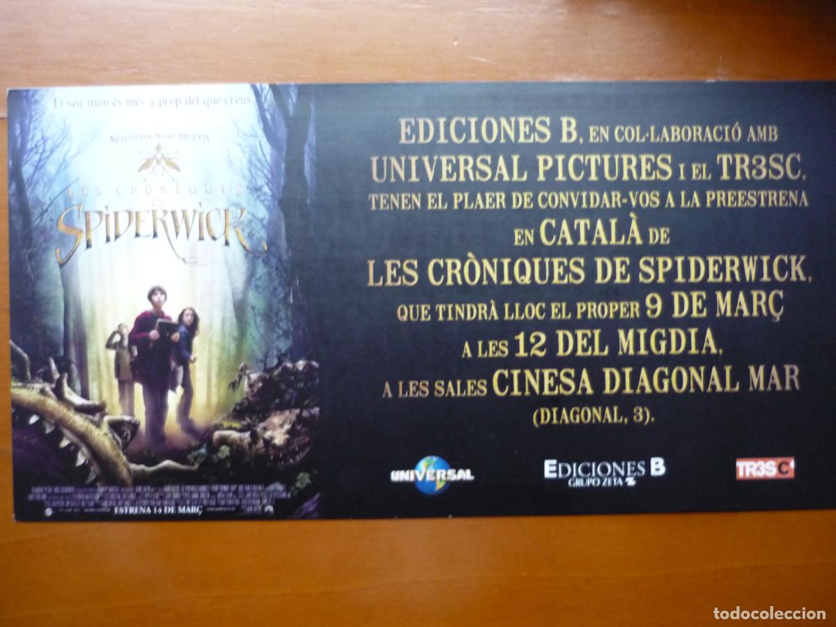 Cine: LAS CRONICAS DE SPIDERWICK - INVITACION FOLLETO MANO PREESTRENO - Freddie Highmore nick nolte