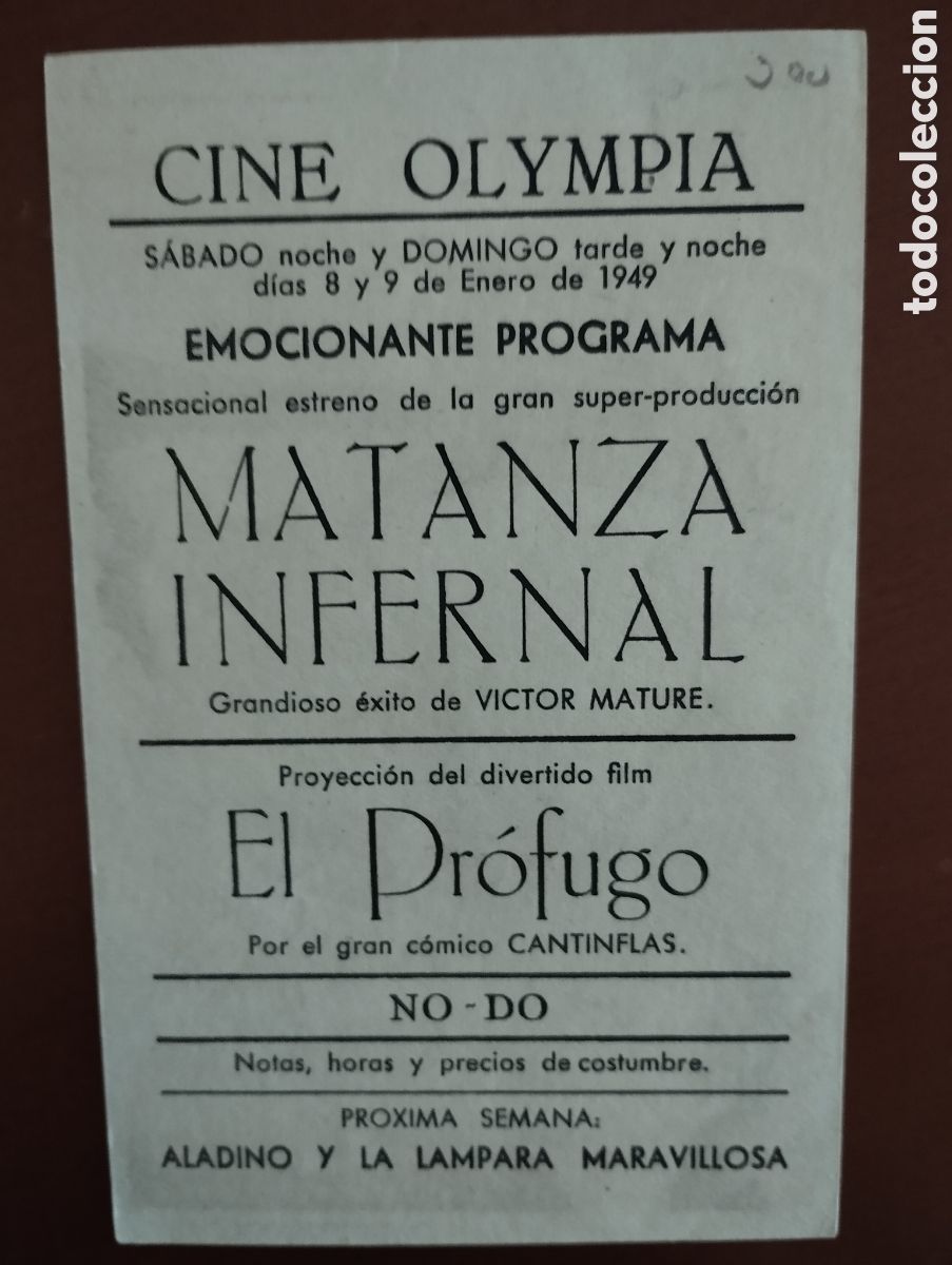 Cine: Folleto Programa de cine - MATANZA INFERNAL - Foto 2
