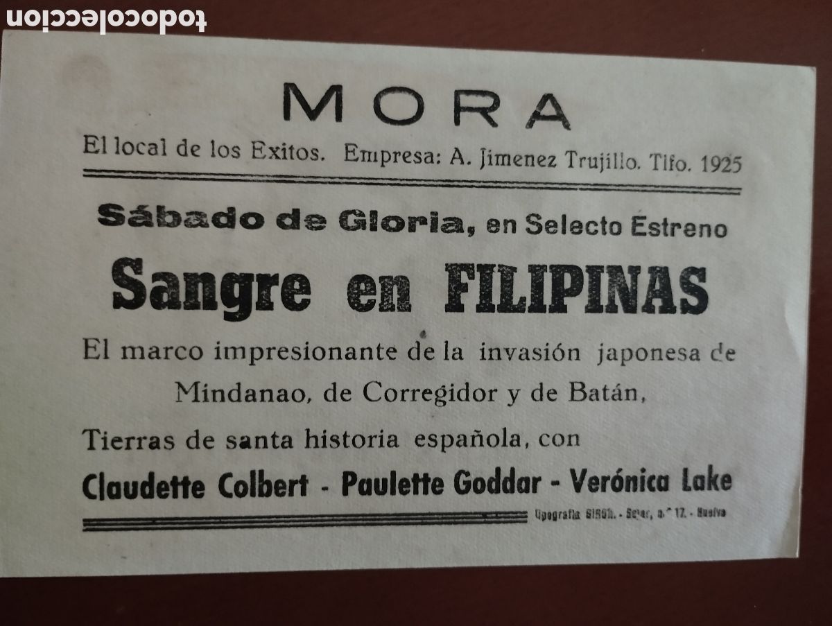 Cine: Folleto Programa de cine - SANGRE EN FILIPINAS - Foto 2