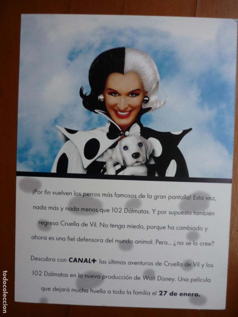 Cine: 102 DALMATAS - INVITACION FOLLETO MANO PREESTRENO - GLENN CLOSE WALT DISNEY