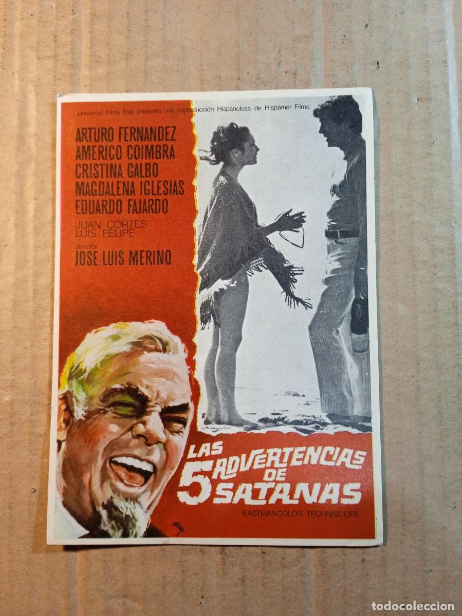 Cine: FOLLETO DE MANO SIN PUBLICIDAD LAS 5 ADVERTENCIAS DE SATANAS